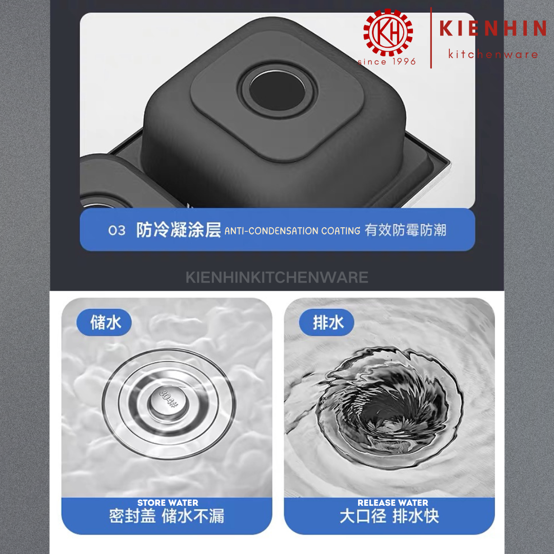 #304 S/S TWO / DOUBLE COLUMN SINK WITH FULL SET ACCESSORIES | 满配厨房多功能水槽 (双槽)