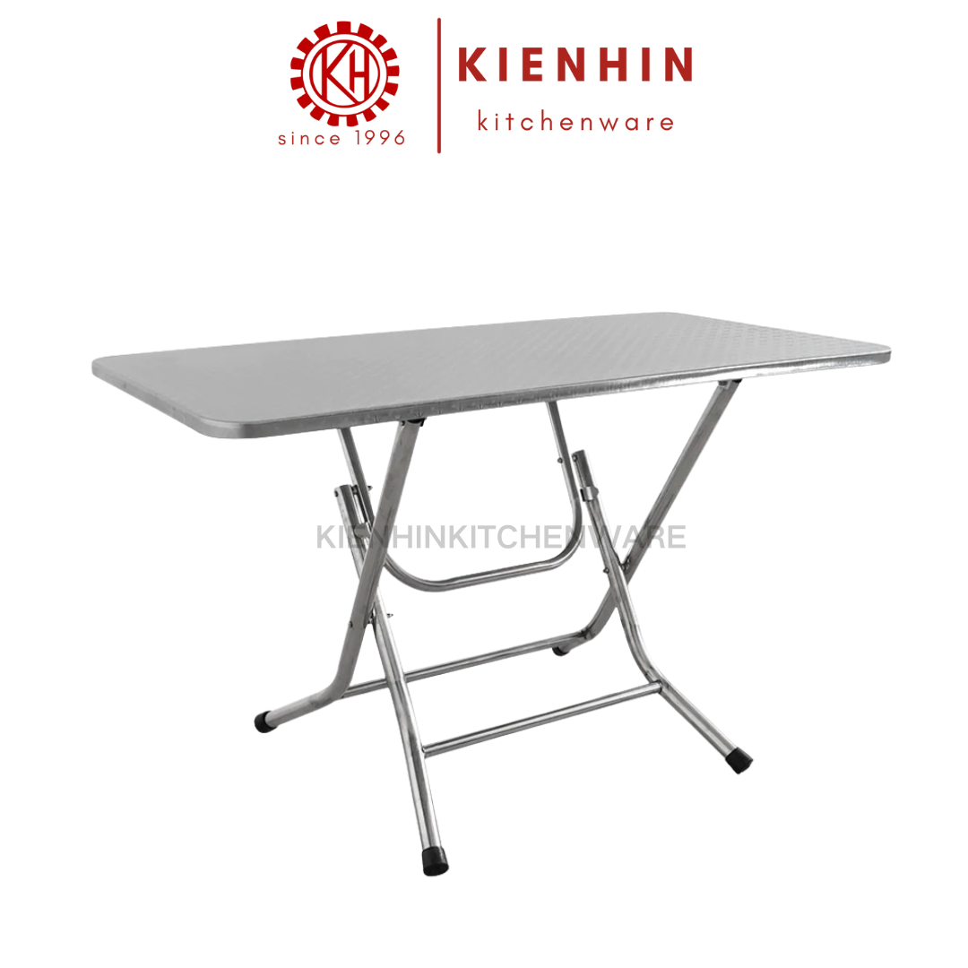 S/S LONG FOLDING TABLE WITH ROUND TUBE LEG (CHINESE KNOT DESIGN) <120*70*76CM> | 长形老式圆脚桌 (中国结桌面花纹)