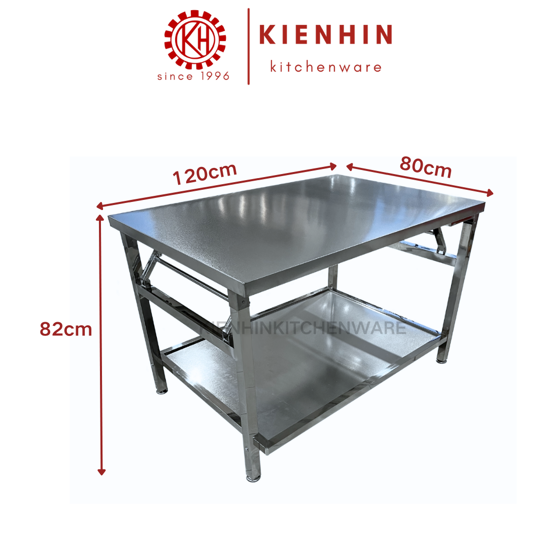 S/S 2LAYER ADJUSTABLE SPRING LEG LONG WORKING TABLE (SAND TEXTURE) <120*80*82CM> | 可调节双层弹簧脚工作台 (细沙纹)