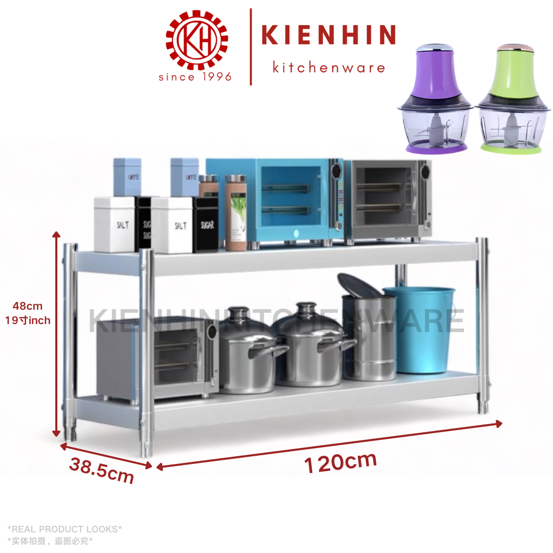 2层白钢置物架 (阔度:48.5 CM 足) 长度:60 CM / 80 CM