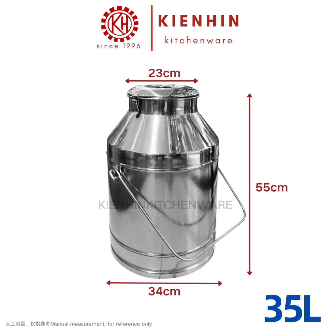 THICKENED S/S AIRTIGHT BARREL CANISTER PAIL / MILK CONTAINER | TONG BEKAS SUSU | 加厚白钢牛奶桶 < 25L/35L >