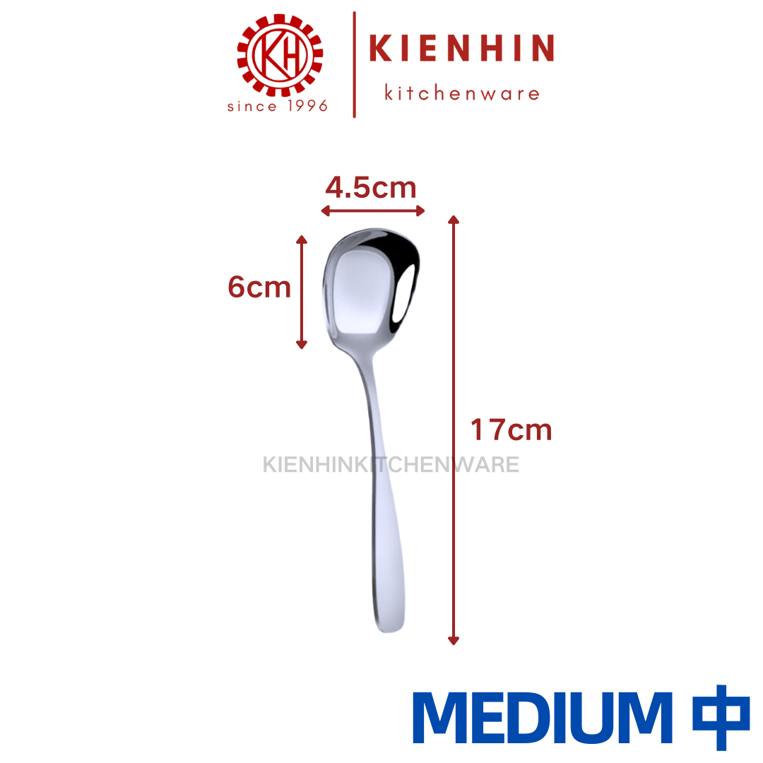 THICKENED #304 S/S SQUARE HEAD SPOON | 加厚#304不锈钢方头汤匙 < SMALL小 / MEDIUM中 / BIG大 >