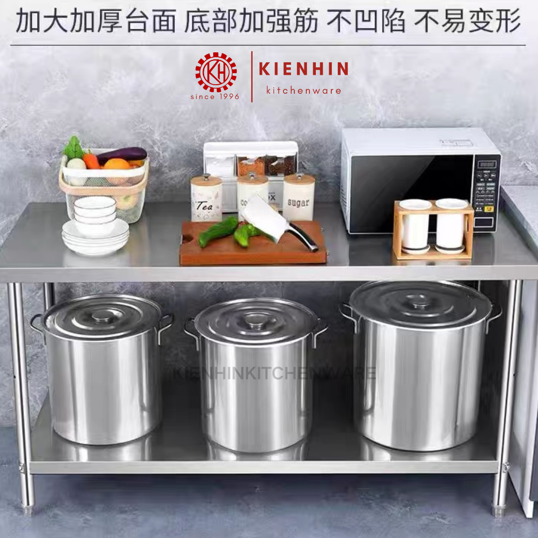 S/S 2LAYER ADJUSTABLE SPRING LEG LONG WORKING TABLE (SAND TEXTURE) <120*80*82CM> | 可调节双层弹簧脚工作台 (细沙纹)