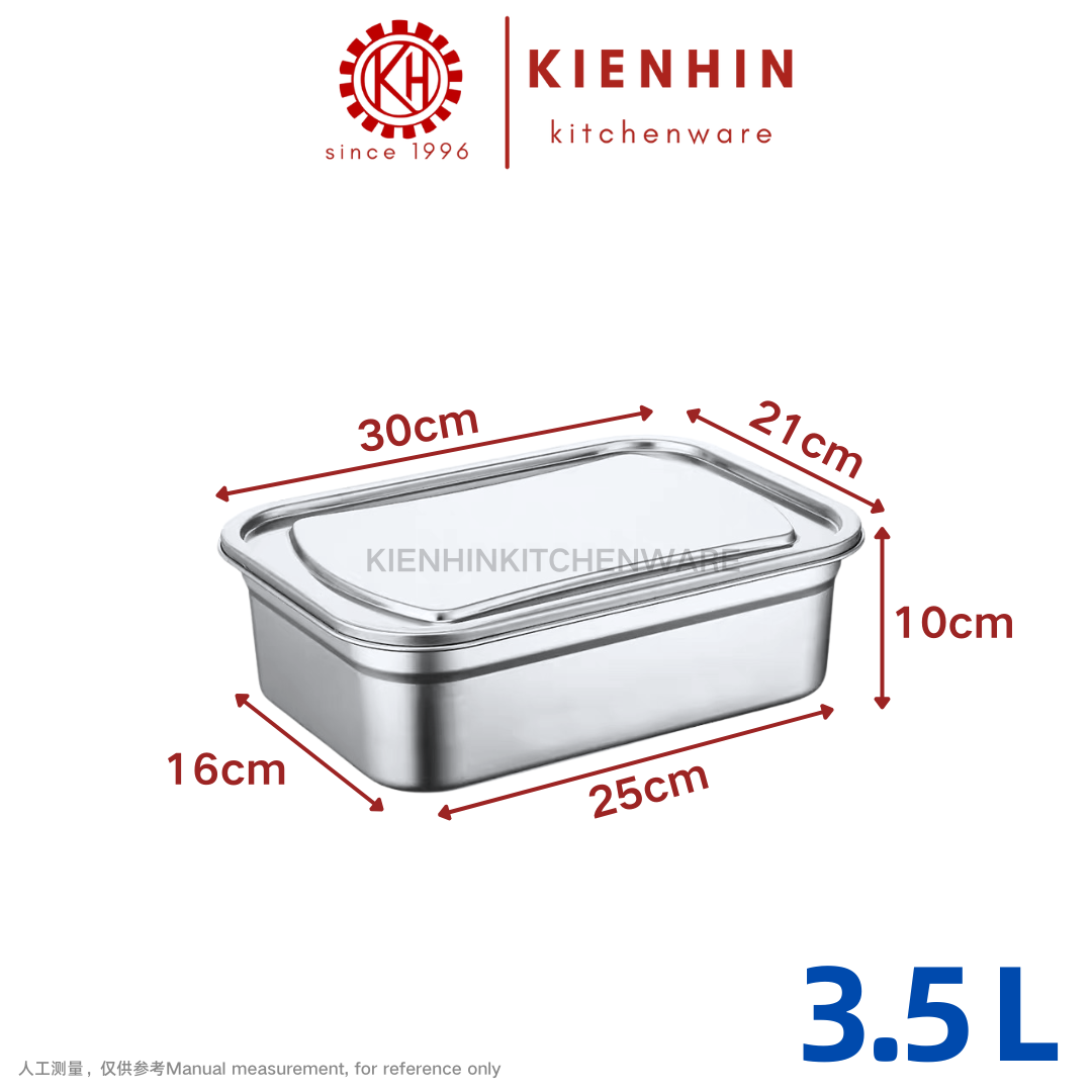 S/S FOOD STORAGE CONTAINER W/COVER | 不锈钢保鲜盒+盖子 < 2.5L / 3.5L / 5.3L / 7.3L / 10L >