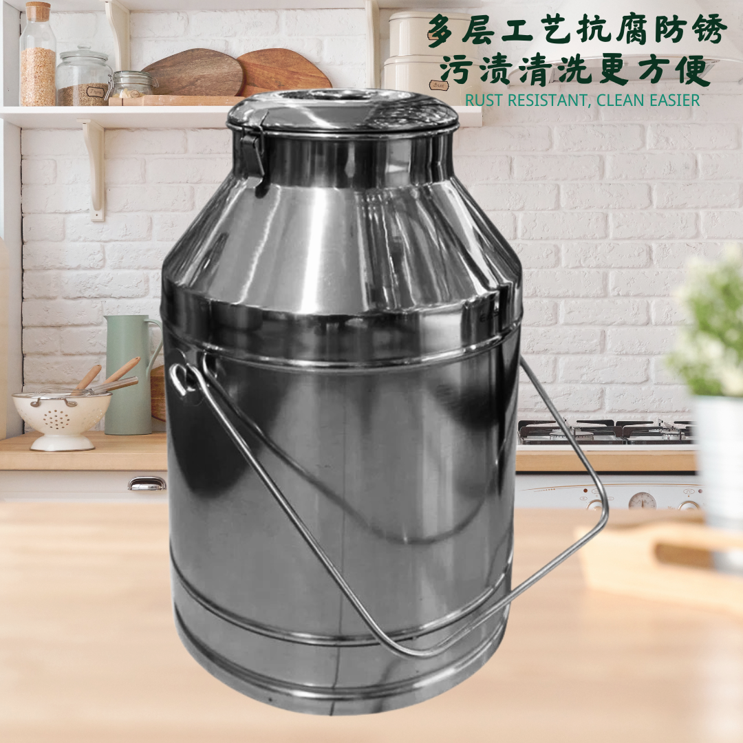 THICKENED S/S AIRTIGHT BARREL CANISTER PAIL / MILK CONTAINER | TONG BEKAS SUSU | 加厚白钢牛奶桶 < 25L/35L >