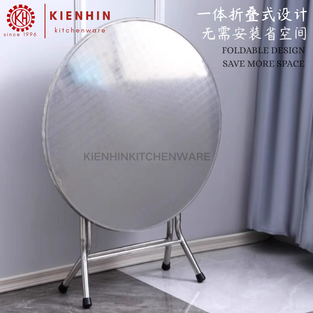 #304 S/S ROUND FOLDING TABLE WITH ROUND TUBE LEG (PLAIN DESIGN) <150*76CM> | 圆形老式圆脚桌 (简约桌面)