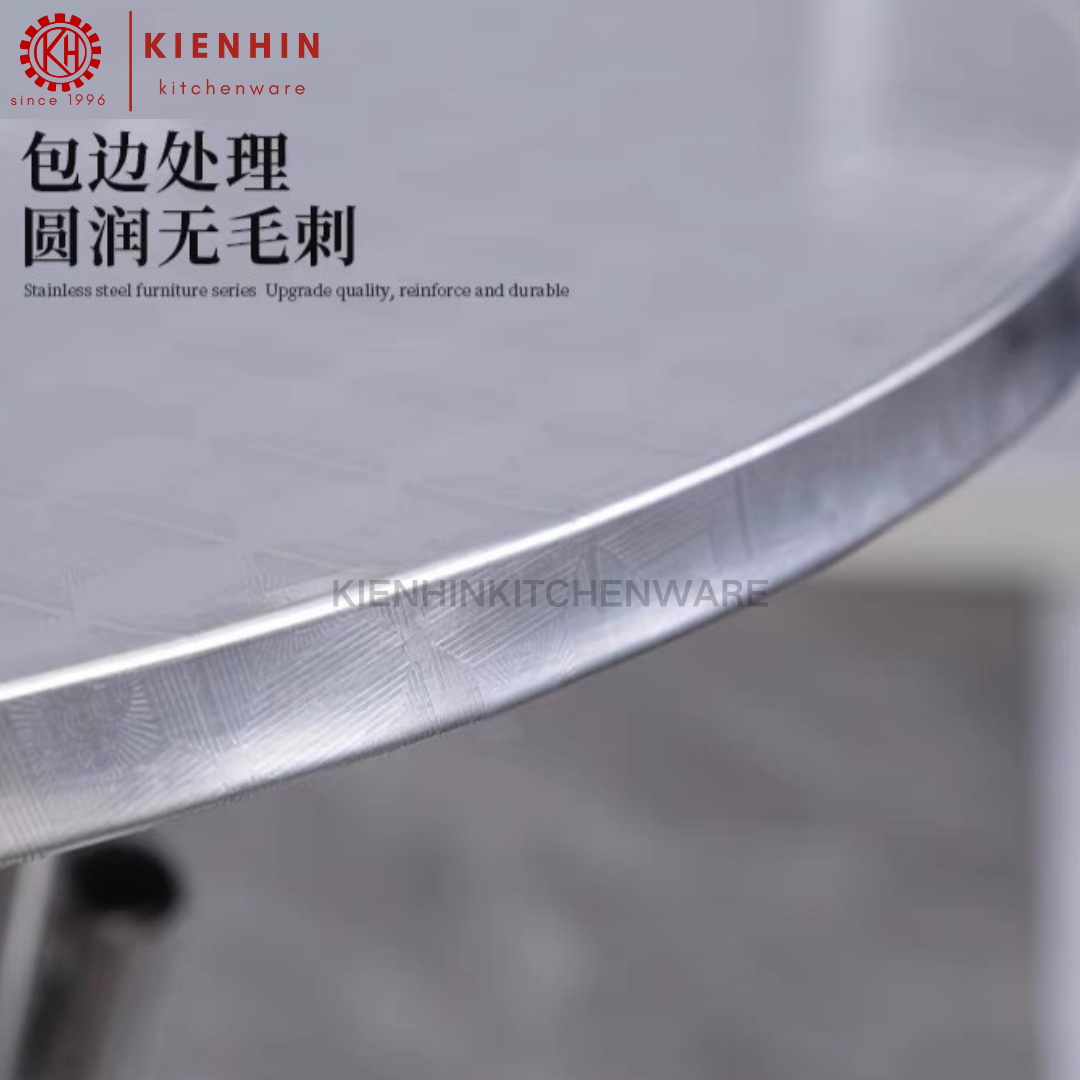 S/S ROUND FOLDING TABLE WITH ROUND TUBE LEG (PATTERN DESIGN) <100*76CM> | 圆形老式圆脚桌 (花纹桌面)