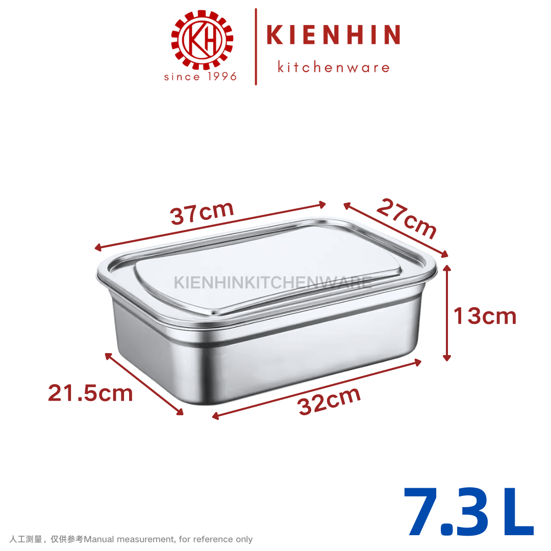 S/S FOOD STORAGE CONTAINER W/COVER | 不锈钢保鲜盒+盖子 < 2.5L / 3.5L / 5.3L / 7.3L / 10L >