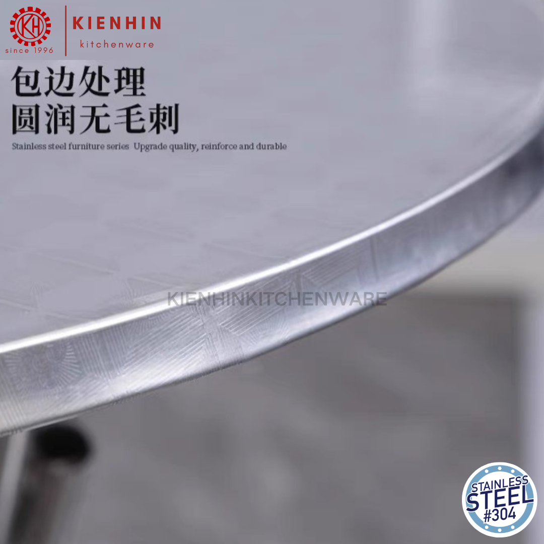 #304 S/S ROUND FOLDING TABLE WITH ROUND TUBE LEG (PLAIN DESIGN) <100*76CM> | 圆形老式圆脚桌 (简约桌面)