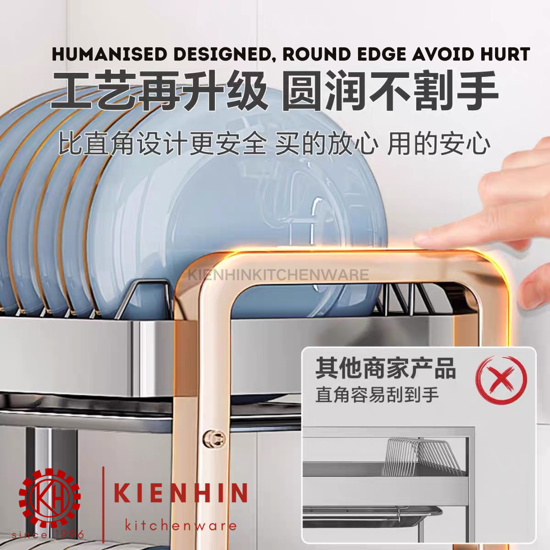 #304 S/S LANDED MOVABLE 4 LAYER DISH RACK / DISH HOLDER | #304不锈钢落地四层可移动碗碟架