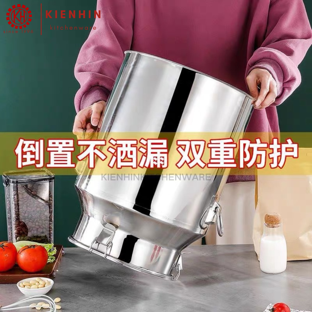 THICKENED S/S AIRTIGHT BARREL CANISTER PAIL / MILK CONTAINER | TONG BEKAS SUSU | 加厚白钢牛奶桶 < 21L >