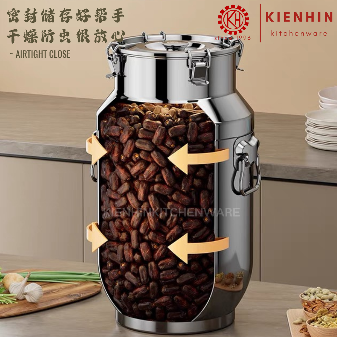 THICKENED S/S AIRTIGHT BARREL CANISTER PAIL / MILK CONTAINER | TONG BEKAS SUSU | 加厚白钢牛奶桶 < 25L/35L >