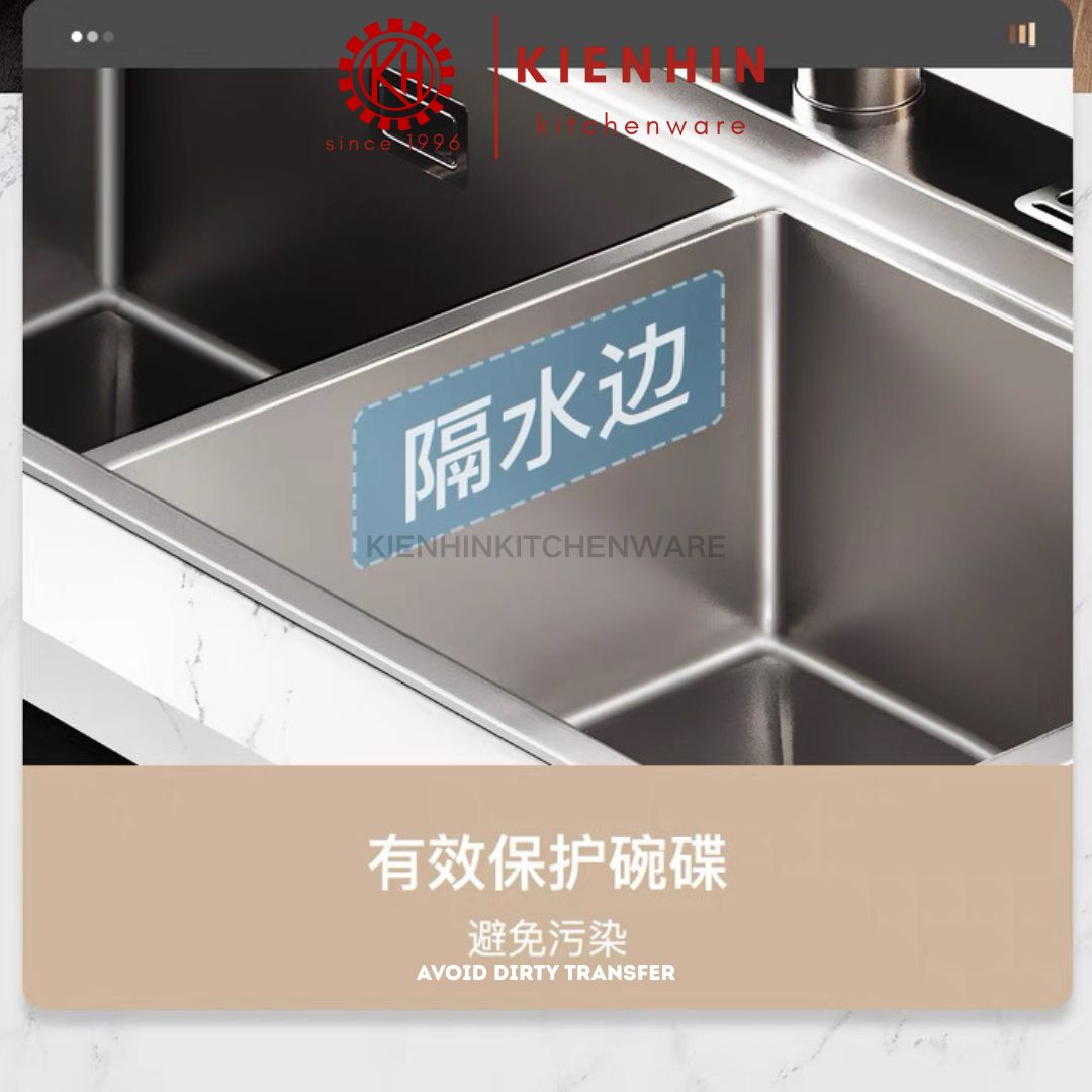 #304 S/S TWO / DOUBLE COLUMN SINK WITH FULL SET ACCESSORIES | 满配厨房多功能水槽 (双槽)