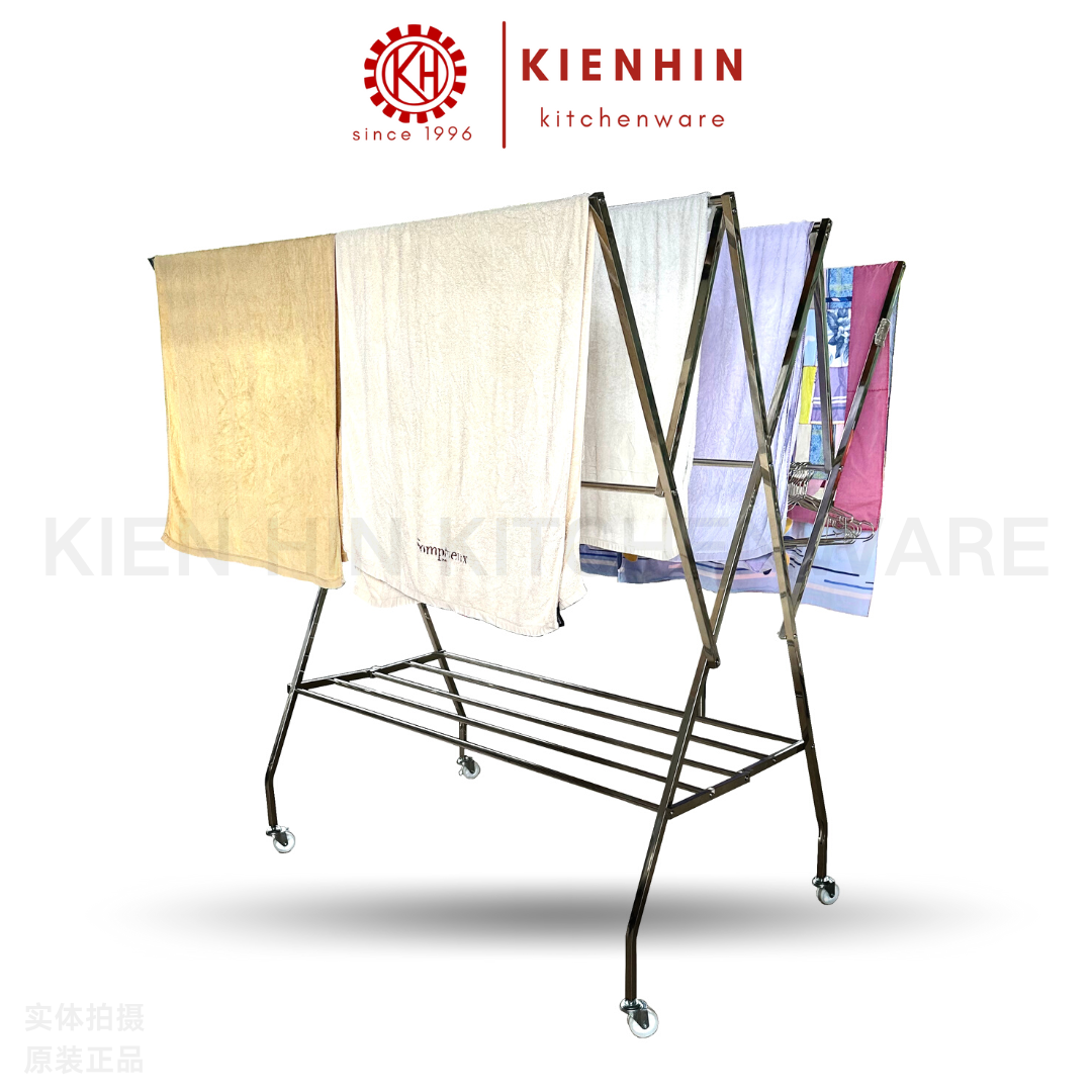 SUS304 STAINLESS STEEL FOLDABLE CLOTHES DRYING RACK-MEGA SIZE(OUTDOOR & INDOOR)落地式晾衣架-加大款(室外&室内)