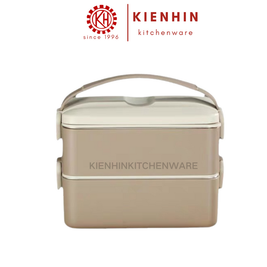 S/S 304+PP SQUARE 2 LAYER LUNCH BOX | BENTO < 1600ML > | 304不锈钢+PP方形双层饭盒 | 便当