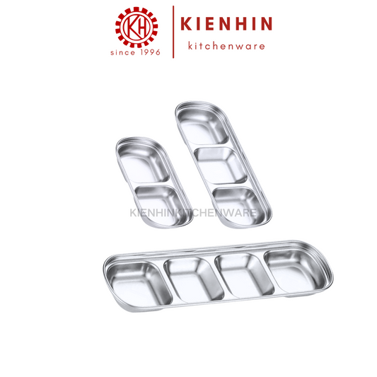 #304 S/S COMPARTMENTS DIP PLATE \ SEASONING HOLDER | #304不锈钢多格酱料碟/蘸料盘 < 2-/3-/4- column/格 >