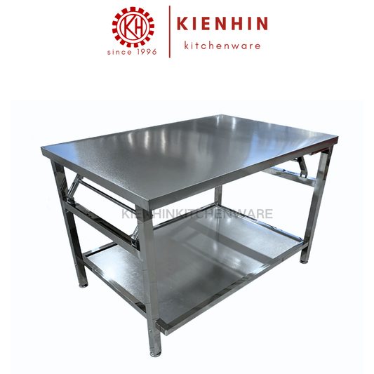 S/S 2LAYER ADJUSTABLE SPRING LEG LONG WORKING TABLE (SAND TEXTURE) <120*80*82CM> | 可调节双层弹簧脚工作台 (细沙纹)
