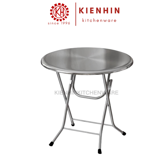 #304 S/S ROUND FOLDING TABLE WITH ROUND TUBE LEG (PLAIN DESIGN) <100*76CM> | 圆形老式圆脚桌 (简约桌面)