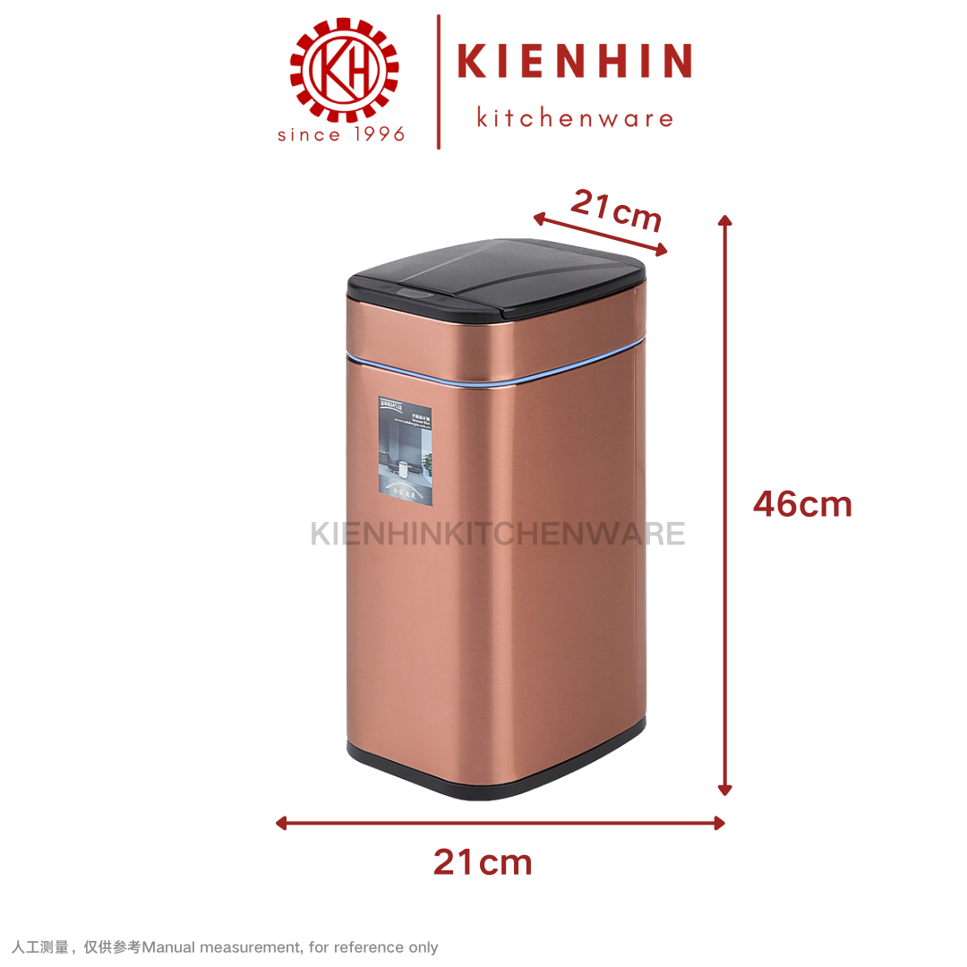 HIGH QUALITY RECHARGEABLE SQUARE  AUTOMATIC SENSOR DUSTBIN | 高质量可充电智能垃圾桶 [ 12L ]