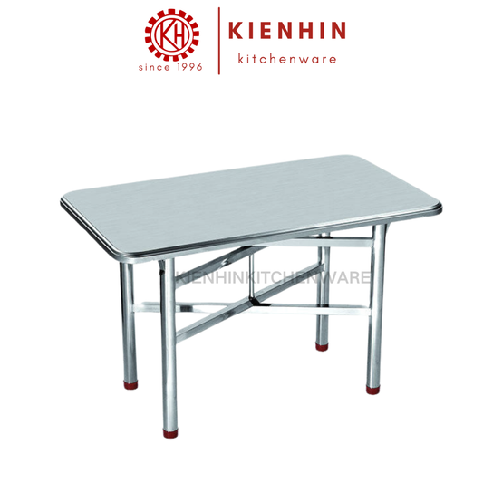 S/S ADJUSTABLE LONG TABLE (PATTERN DESIGN) < 120*70*76cm > | 可调节白钢八仙脚长桌(花纹设计)