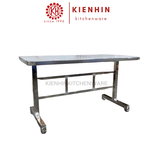 S/S ADJUSTABLE RECATANGLE TABLE (SAND TEXTURE) <140 X 70 X 76 CM> | 可调节长形工字脚桌(细沙纹)
