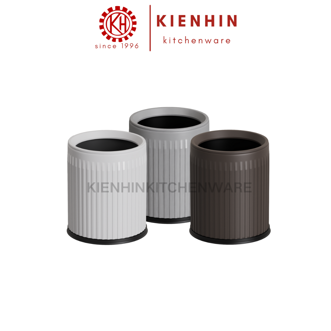 Luxury Trash Can Without Lid ( Double Layer ) | Round Striped Trash Can | 条纹无盖双层垃圾桶 (10L)
