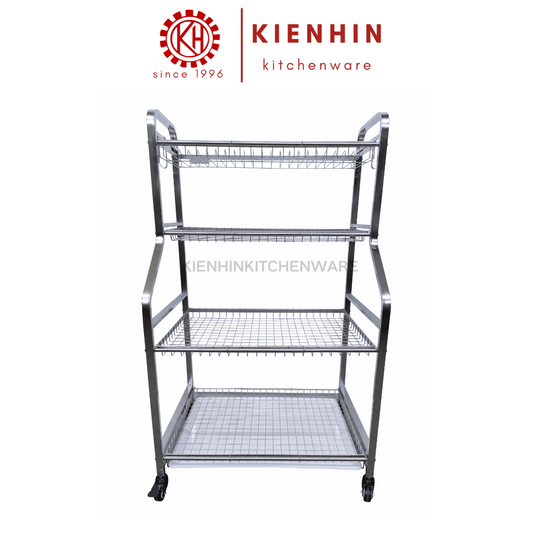 #304 S/S LANDED MOVABLE 4 LAYER DISH RACK / DISH HOLDER | #304不锈钢落地四层可移动碗碟架