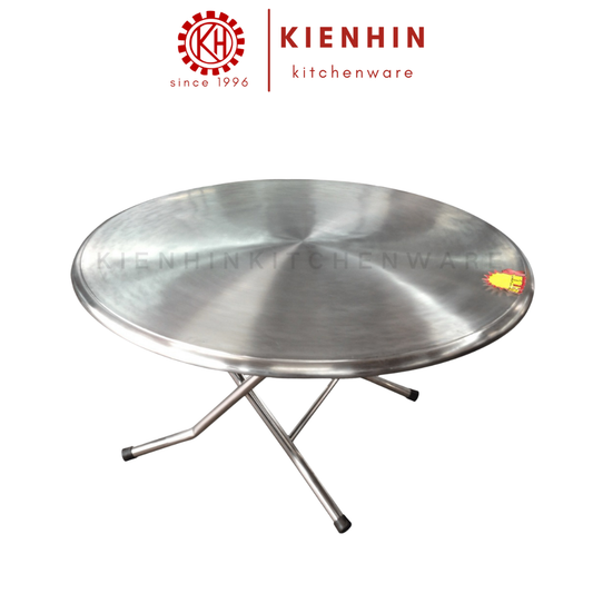 #304 S/S ROUND FOLDING TABLE WITH ROUND TUBE LEG (PLAIN DESIGN) <150*76CM> | 圆形老式圆脚桌 (简约桌面)