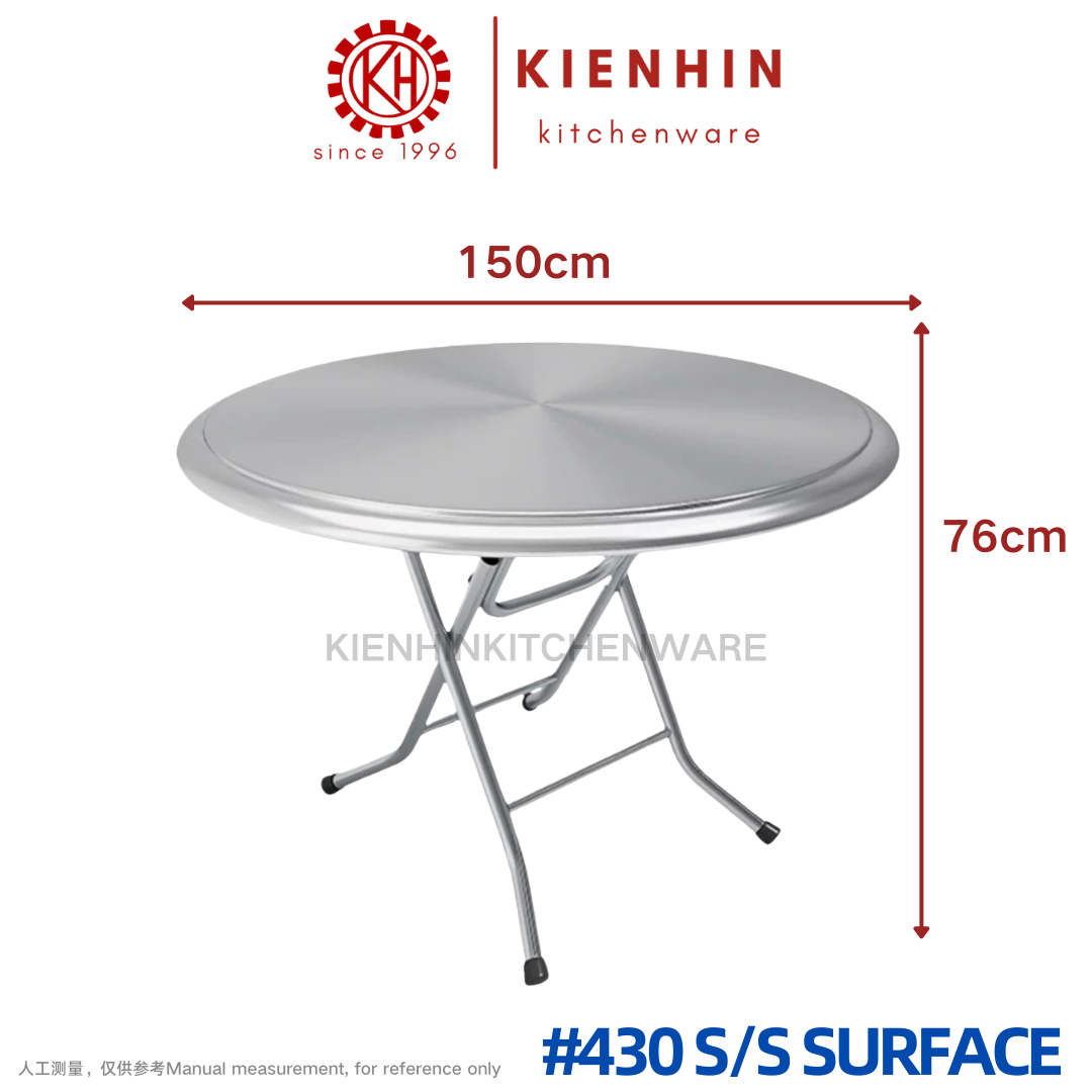 #430 S/S ROUND FOLDING TABLE WITH ROUND TUBE LEG (PLAIN DESIGN) <150*76CM> | 圆形老式圆脚桌 (简约桌面)