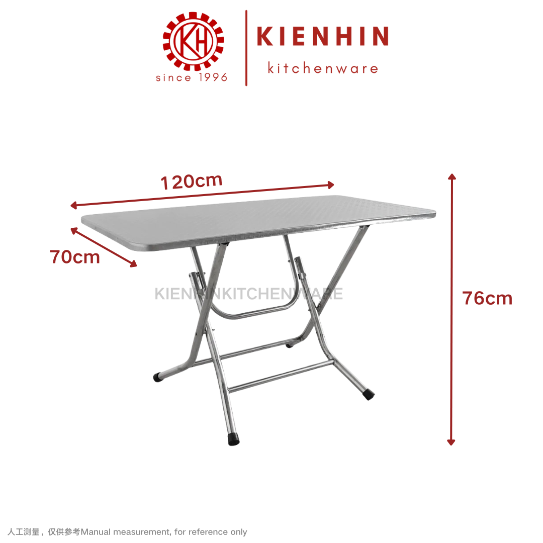 S/S LONG FOLDING TABLE WITH ROUND TUBE LEG (CHINESE KNOT DESIGN) <120*70*76CM> | 长形老式圆脚桌 (中国结桌面花纹)