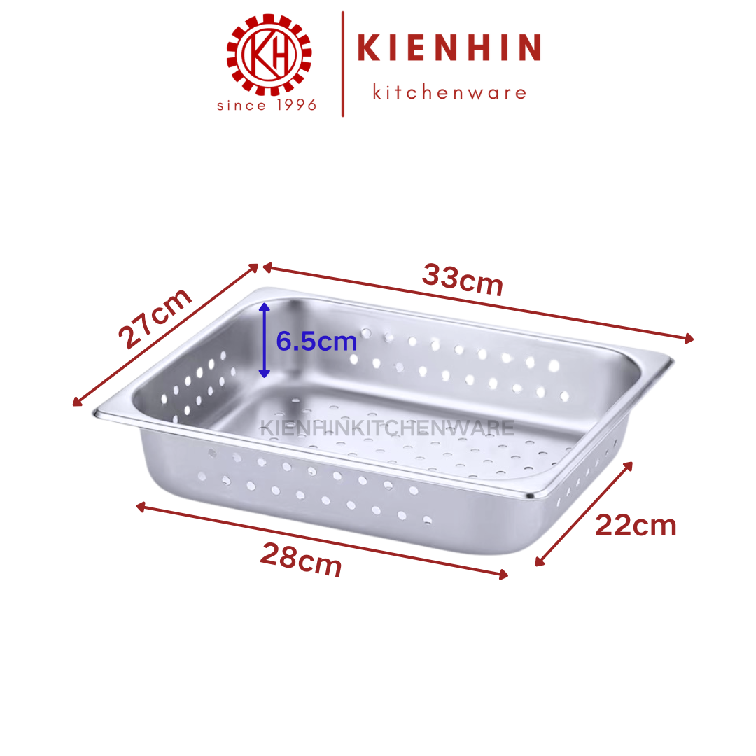 1/2 S/S STEAM BASIN | 1/2 不锈钢份数盆蒸盆 < 6.5cm > [ NOT INCLUDED COVER / 不包括盖子]