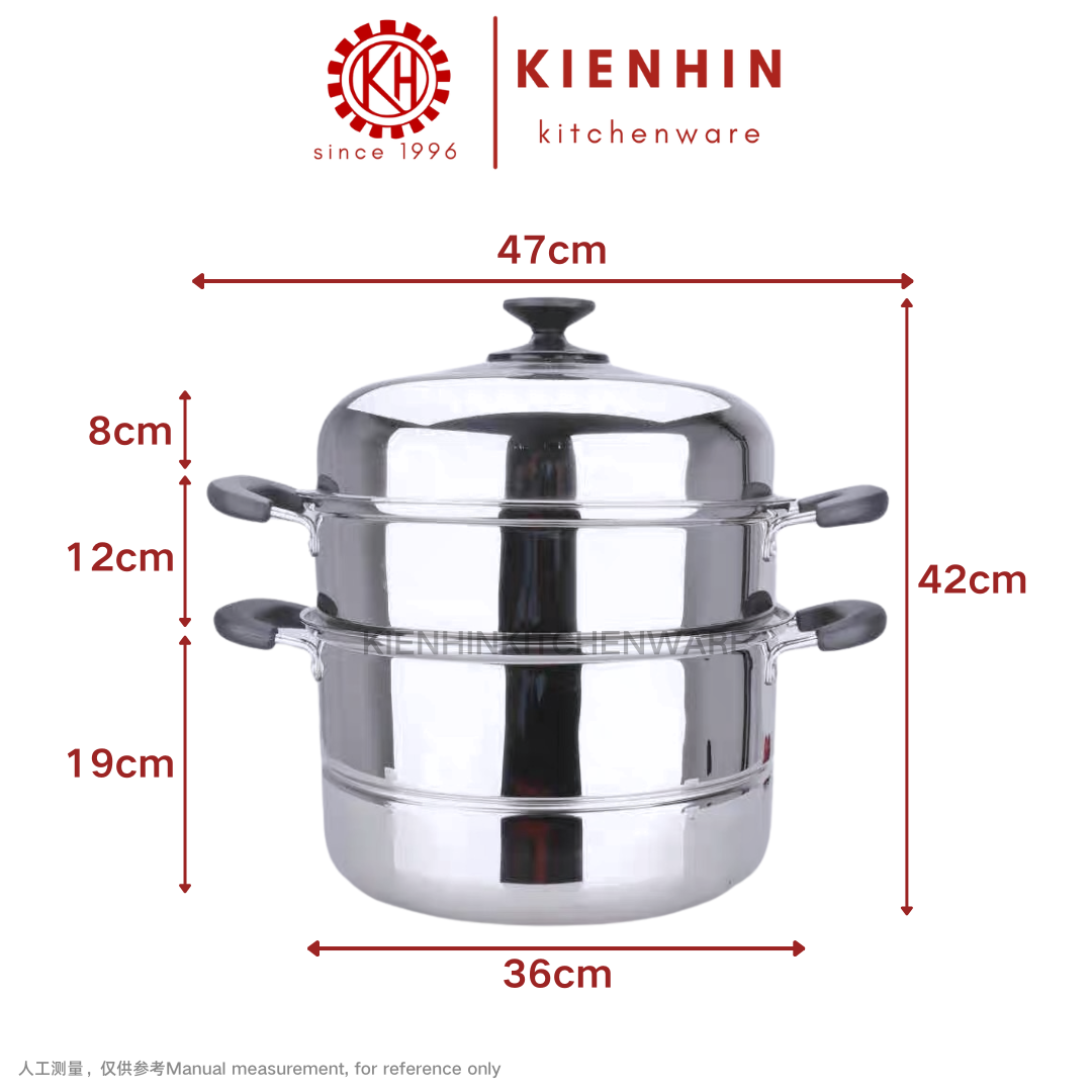 2 LAYER NON-MAGNETIC S/S STEAM POT < 36CM > | 无磁不锈钢二层复底蒸锅（组合盖）