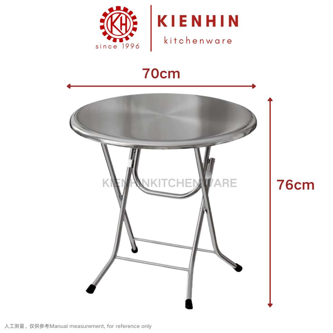 S/S ROUND FOLDING TABLE WITH ROUND TUBE LEG (CHINESE KNOT DESIGN) <70*76CM> | 圆形老式圆脚桌 (中国结桌面花纹)