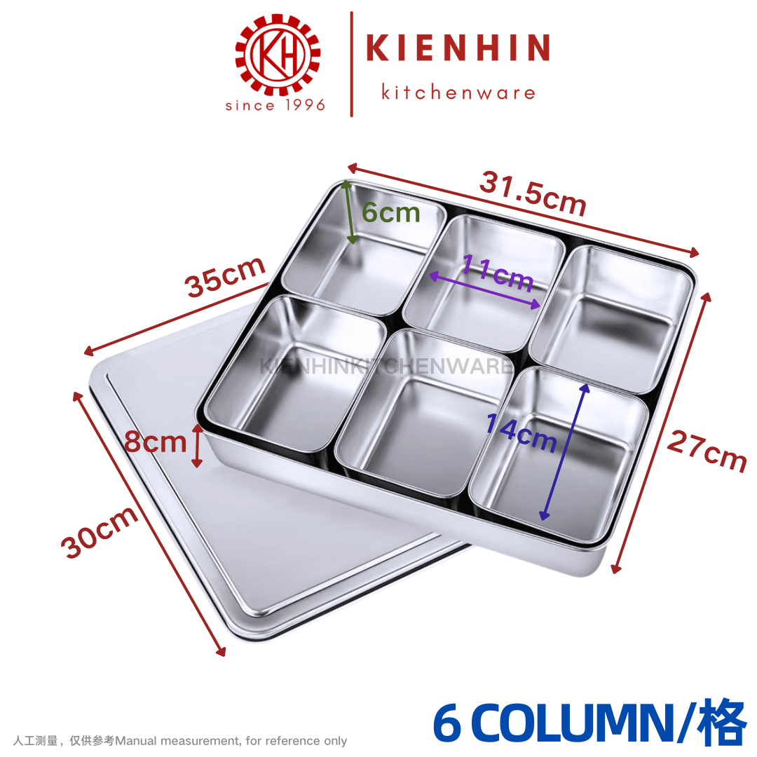 S/S COMPARTMENT SPICES HOLDER SEASONING BOX CONTAINER W/COVER | 日式不锈钢调味盒 < 2-/3-/6- COLUMN/格 >