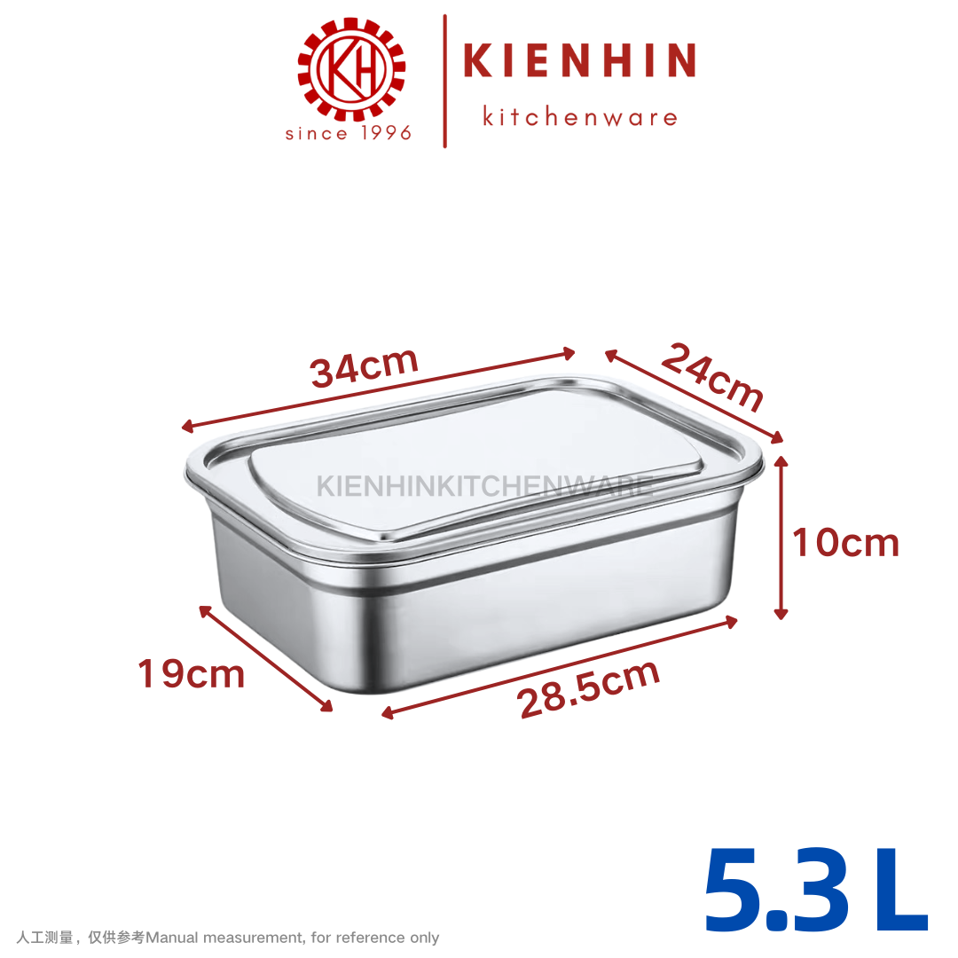 S/S FOOD STORAGE CONTAINER W/COVER | 不锈钢保鲜盒+盖子 < 2.5L / 3.5L / 5.3L / 7.3L / 10L >