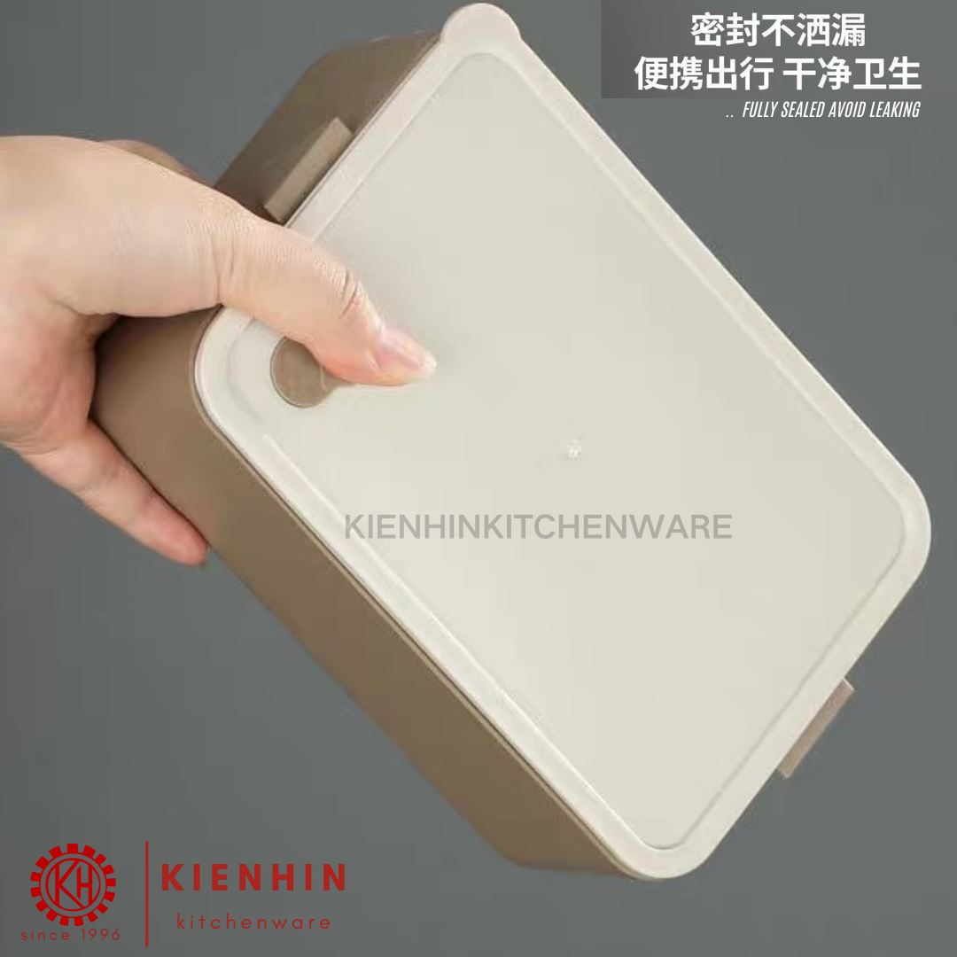 S/S 304+PP SQUARE 2 LAYER LUNCH BOX | BENTO < 1600ML > | 304不锈钢+PP方形双层饭盒 | 便当