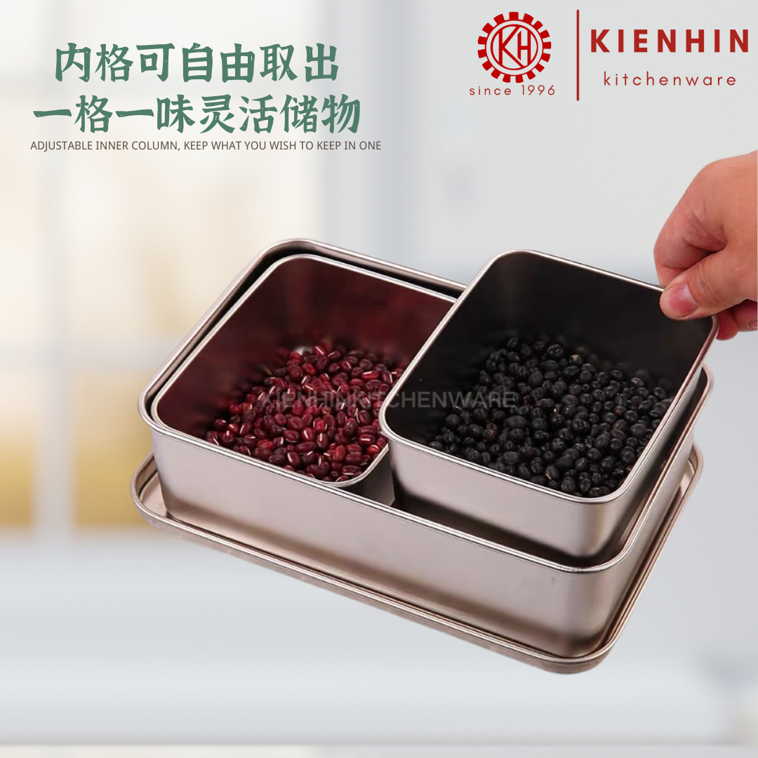 S/S COMPARTMENT SPICES HOLDER SEASONING BOX CONTAINER W/COVER | 日式不锈钢调味盒 < 2-/3-/6- COLUMN/格 >