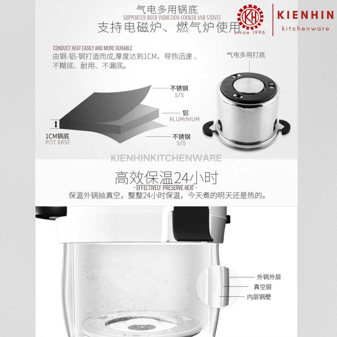 #304 S/S INTELLIGENT MULTIFUNCTION SELF-BOILER POT < 4.5L > | #304气电多用免火再煮锅