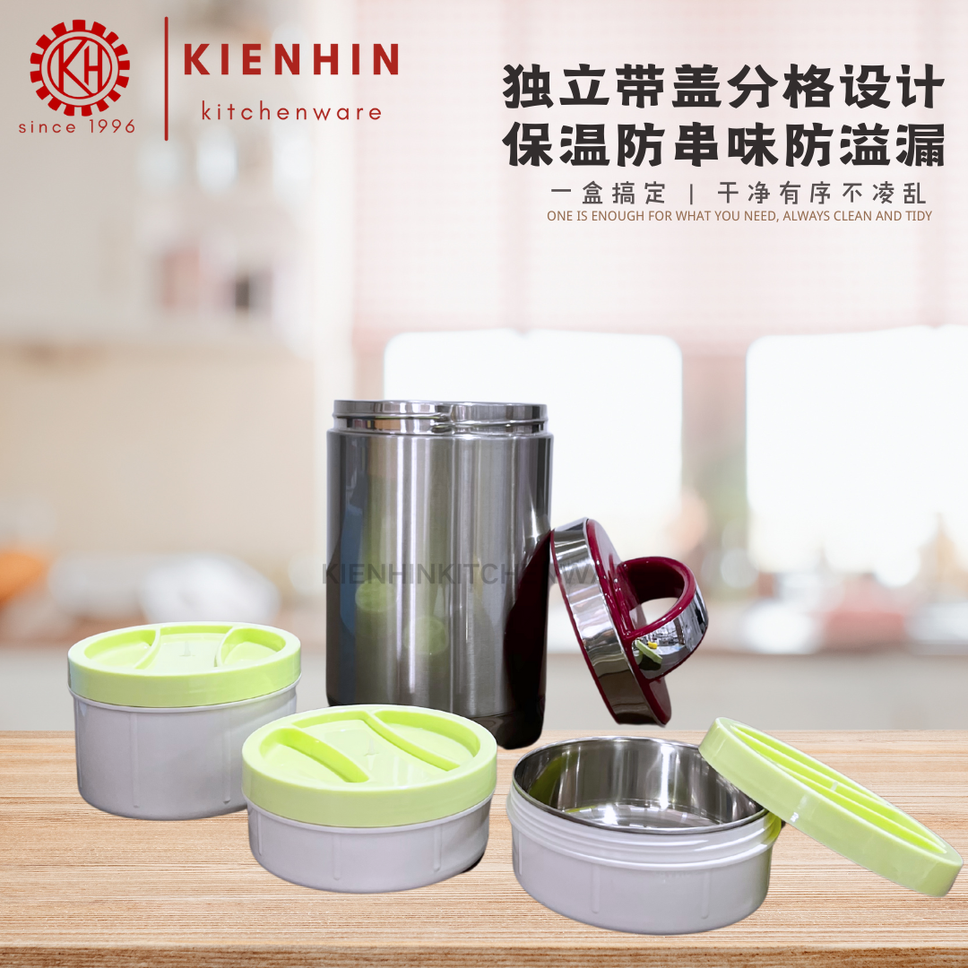 3 LAYER S/S VACUUM HANDLED POT \ PORTABLE POT \ COMPARTMENTS LUNCH BOX | 3层真空保温提锅/餐盒 < 1.8L >