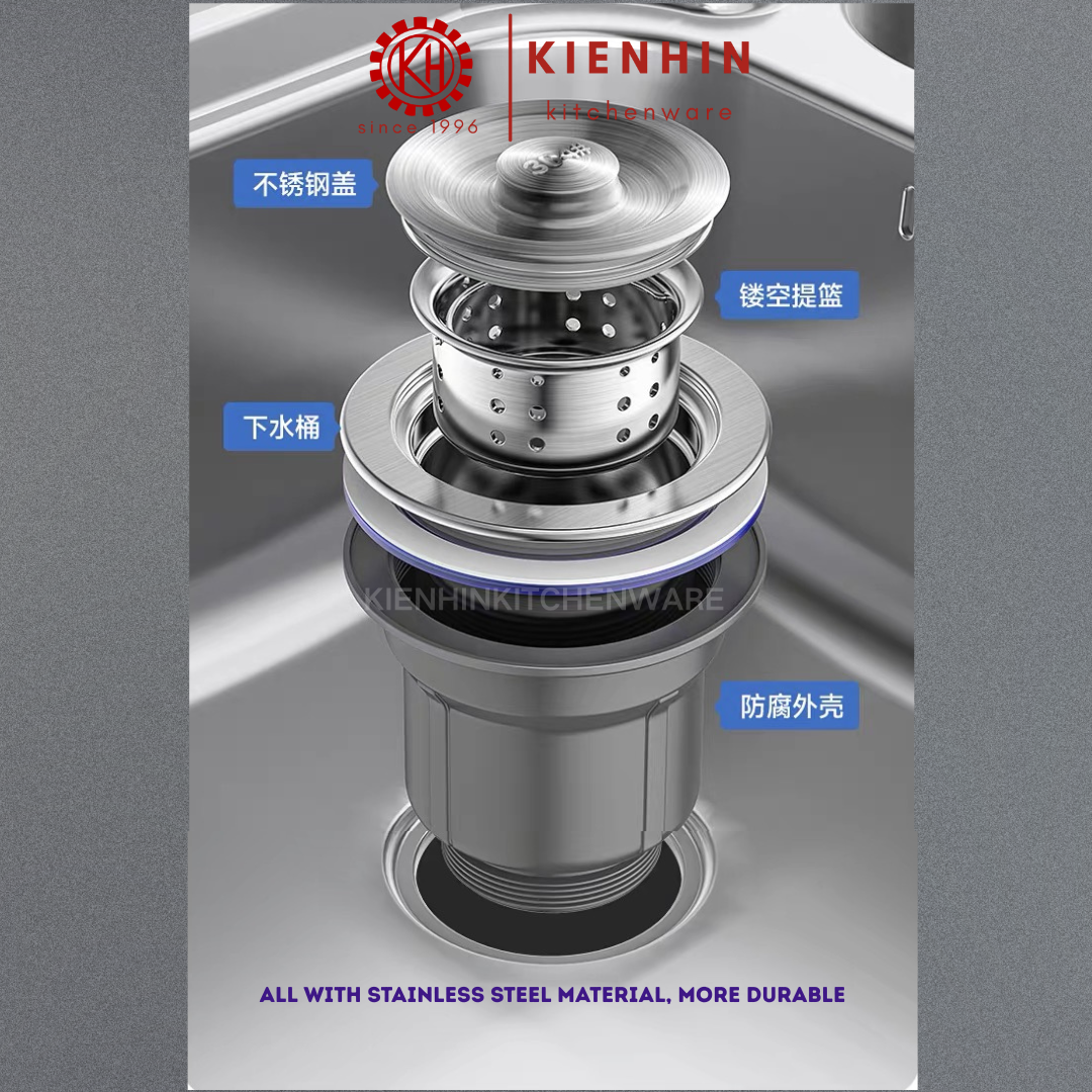 #304 S/S TWO / DOUBLE COLUMN SINK WITH FULL SET ACCESSORIES | 满配厨房多功能水槽 (双槽)