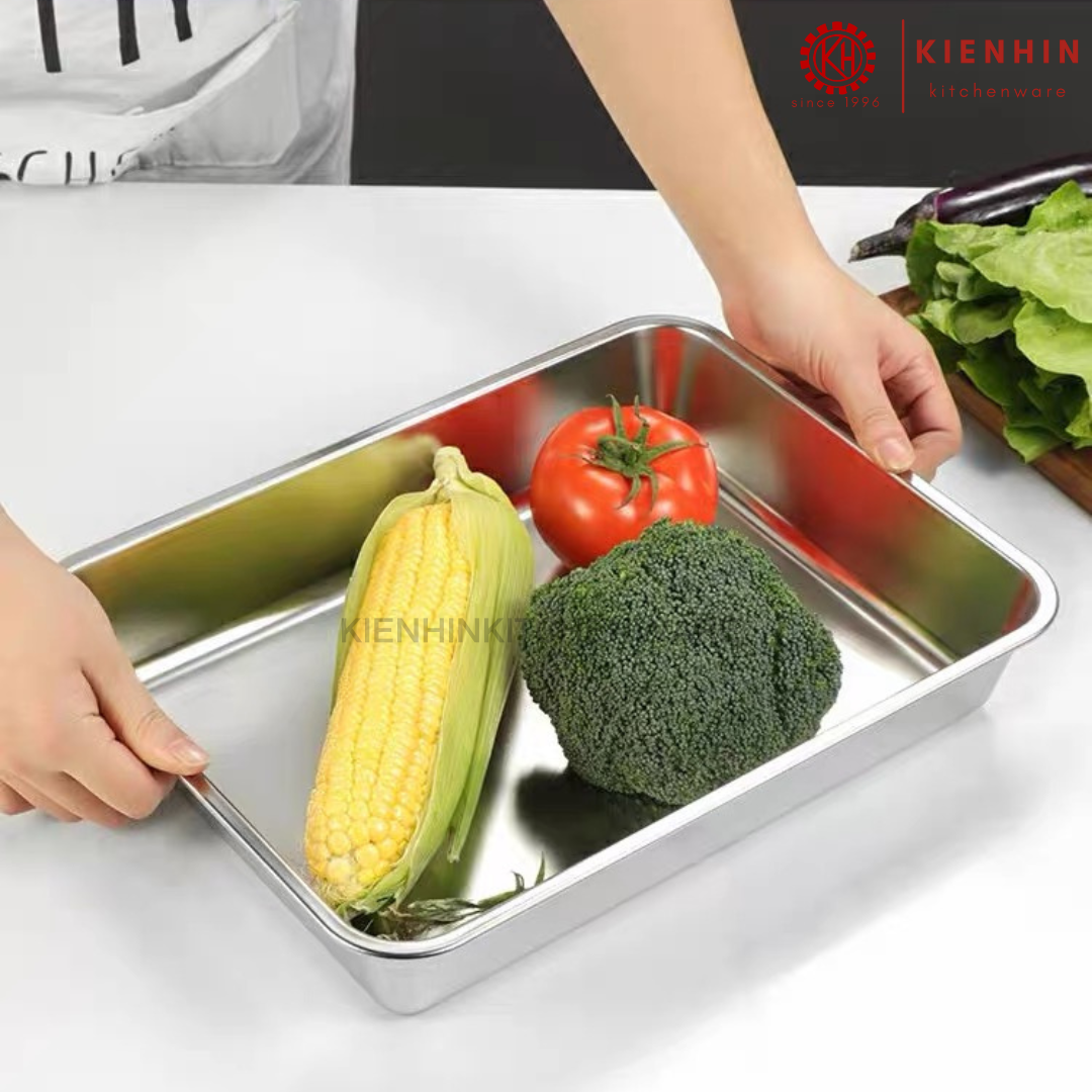 STAINLESS STEEL MULTIPURPOSE EXTRA DEEP FOOD TRAY | DULANG MAKANAN KELULI | 白钢多功能方盘 (加深盘)