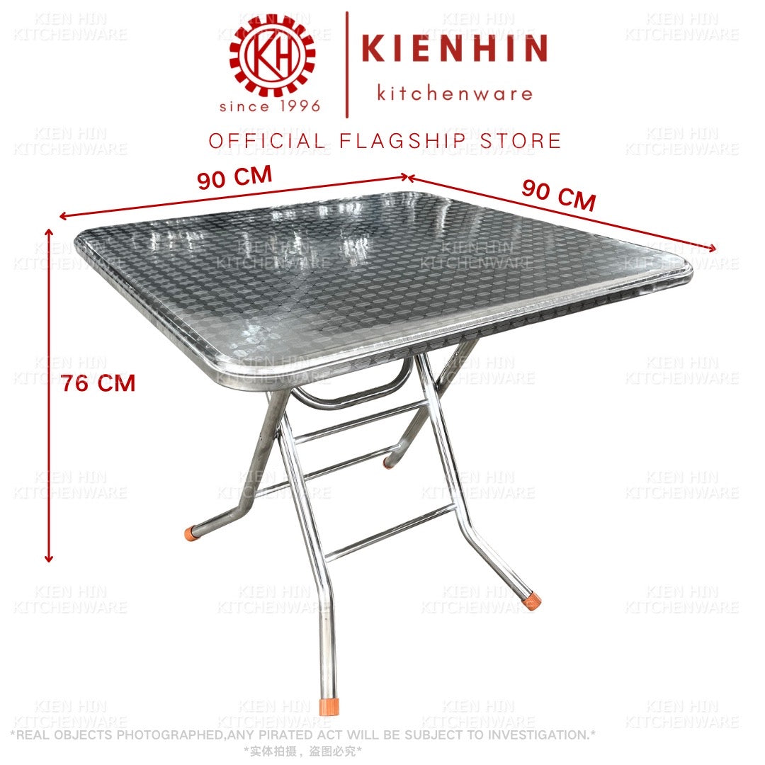 SUS 304 STAINLESS STEEL FOLDABLE SQUARE TABLE - <90CM x 90CM> 折叠式方桌