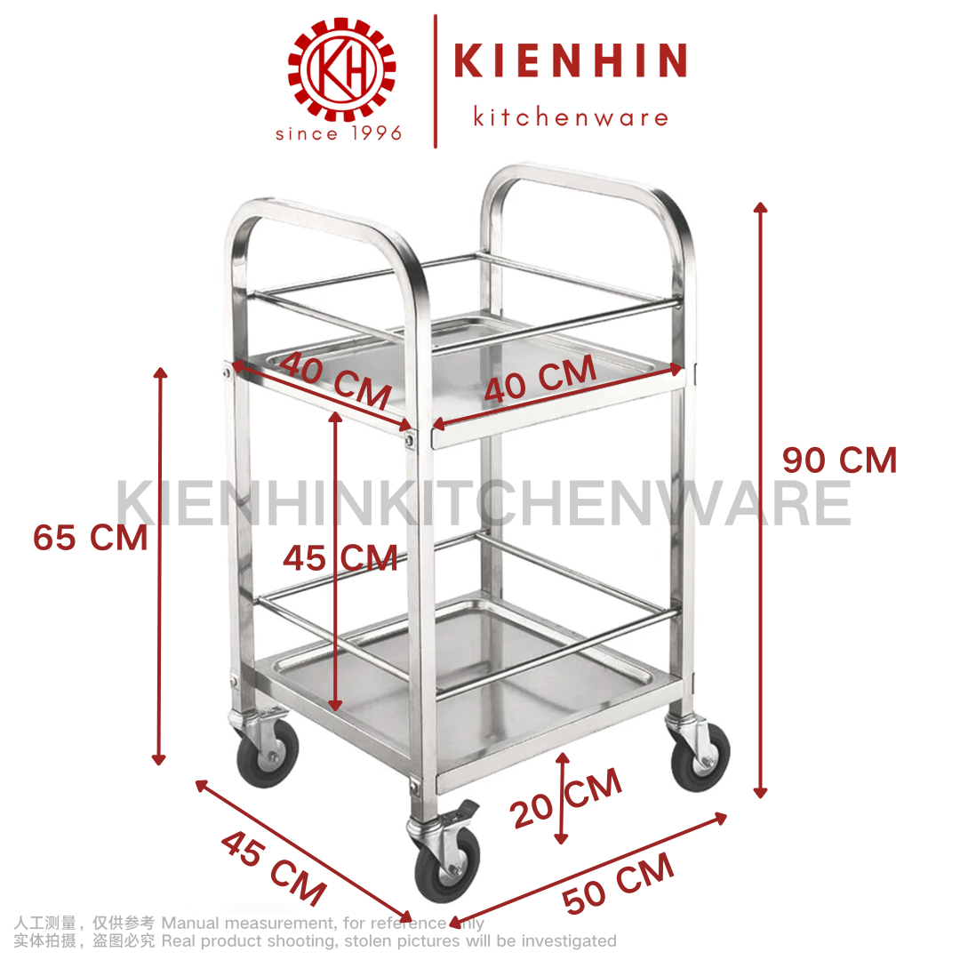 S/S 2 LAYERS SQUARE TUBE DINING CART 白钢2层四方有围栏方管餐车