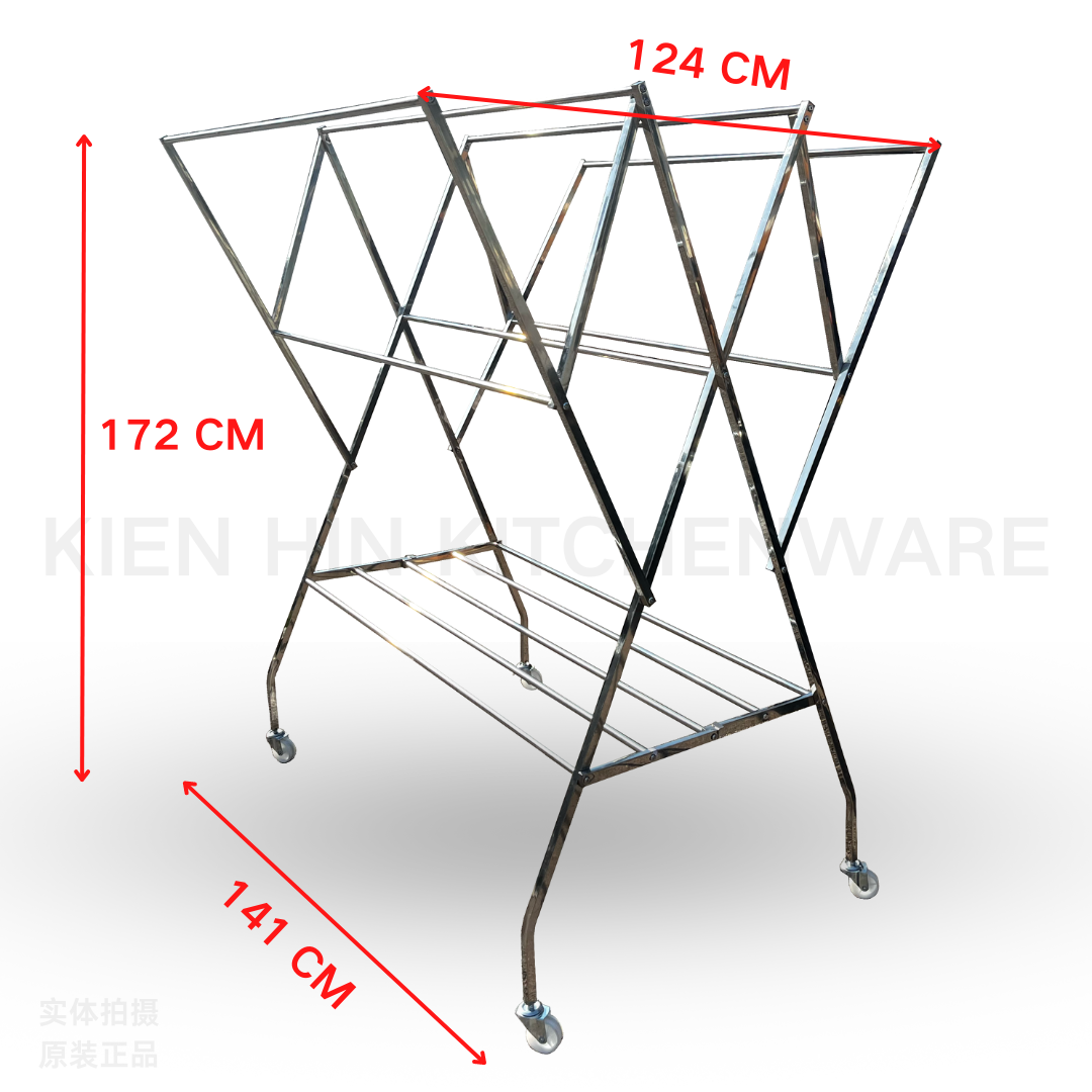 SUS304 STAINLESS STEEL FOLDABLE CLOTHES DRYING RACK-MEGA SIZE(OUTDOOR & INDOOR)落地式晾衣架-加大款（室外&室内）
